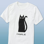 Black Cat Personalised T-Shirt<br><div class="desc">A fun and lucky black cat,  perfect for animal lovers. Original art by Nic Squirrell. Change the name or remove it if you prefer to customise.</div>