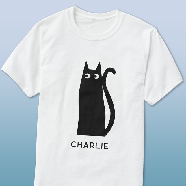 Black Cat Personalised T-Shirt (Personalized name black cat t-shirt)