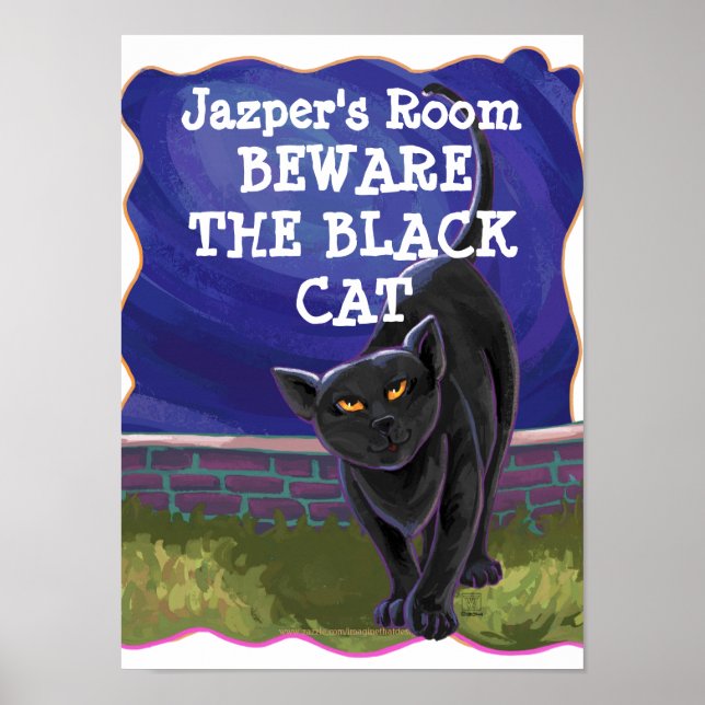 Black Cat Personalized Room Poster (Front)