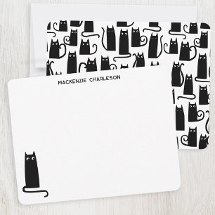 Black Cat Personalized Stationery Card