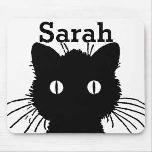 Black Cat Personnalised Mouse Mat