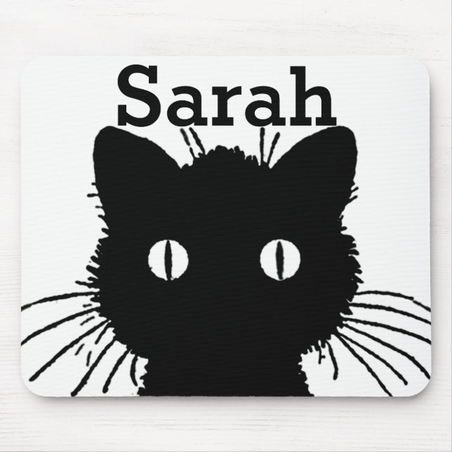 Black Cat Personnalised Mouse Mat (Front)