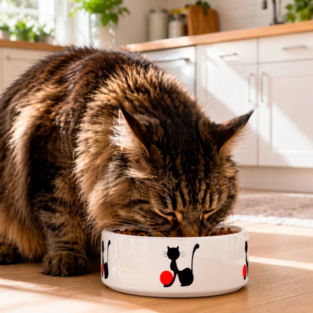 Black Cat Pet Bowl Cute Cat Lover Feeding Dish (Creator Uploaded)