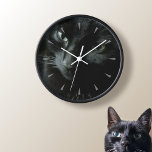 Black Cat Pet Photo Wall Clock<br><div class="desc">If I'm ever late feeding my black cat - she likes to look at me in a particular way - throwing shade without saying a word. And then there are times when she miaows so loudly - they can hear her on the moon. You can never tell which way she'll...</div>