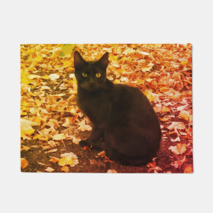Black Cat Photo Doormat