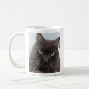 Black Cat Photo Personalised Name  Coffee Mug