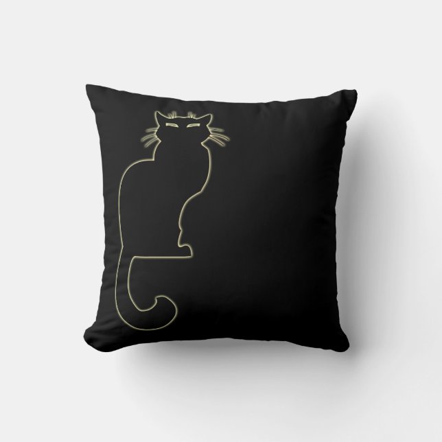 Black Cat Pillow Fun Cat Lover Gifts and Decor (Front)