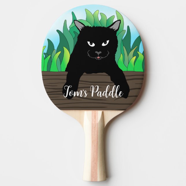 Black Cat  Ping Pong Paddle (Front)