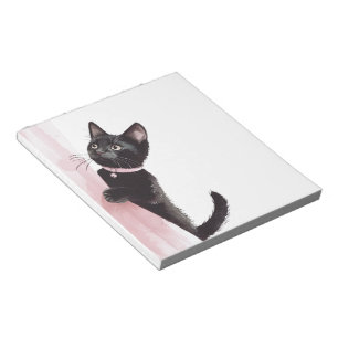 Black Cat Pink Curtain Notepad