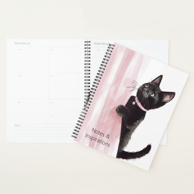Black Cat Pink Curtain Planner (Display)