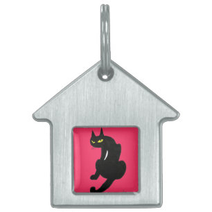 BLACK CAT  Pink Pet Name Tag