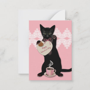 Black Cat Pink Valentine Pack Card