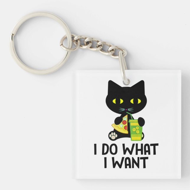 Black Cat Pizza & Coffee Night Tee Key Ring (Front)