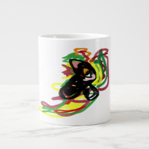 Black Cat play autumn Large Coffee Mug