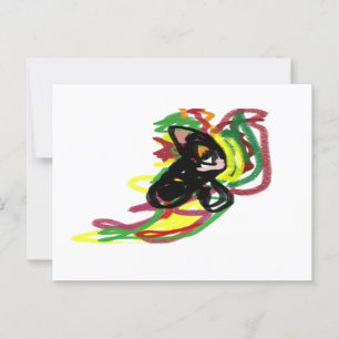 Black Cat play autumn Postcard