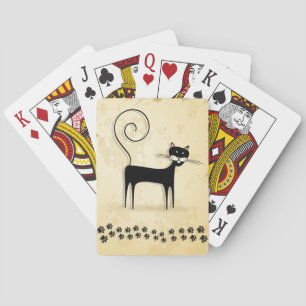 Black cat playing cards