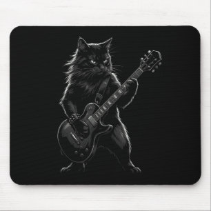 Black Cat Playing Electric Guitar Gothic Rocker  Mouse Mat