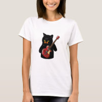 Black Cat Playing Guitar, Black Cat  lover