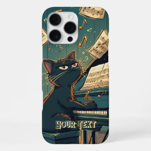 Black Cat Playing Piano Cool Pianist Gift iPhone 16 Pro Max Case