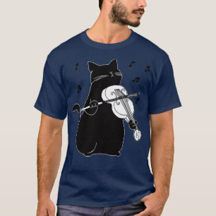 Black Cat Playing Violin Funny Musician Gift  T-Shirt