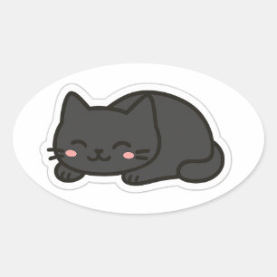 Black Cat PNG Sticker – Cute Kawaii Cat Loaf