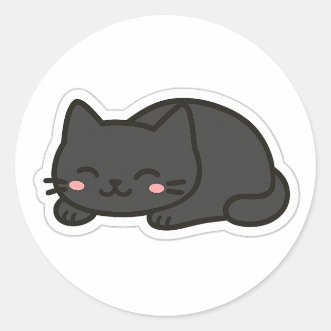 Black Cat PNG Sticker – Cute Kawaii Cat Loaf (Front)