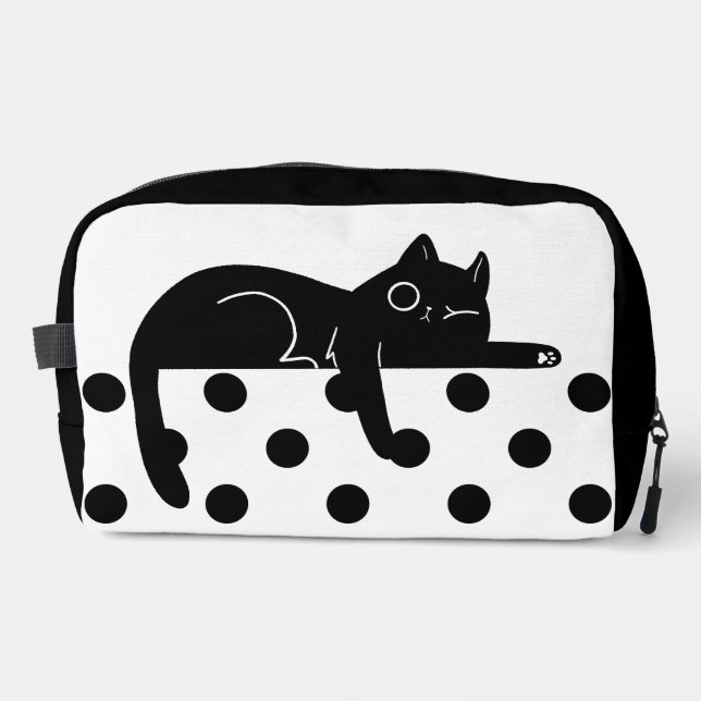 Black cat polka dot Print Sew toiletry Bag (Front)
