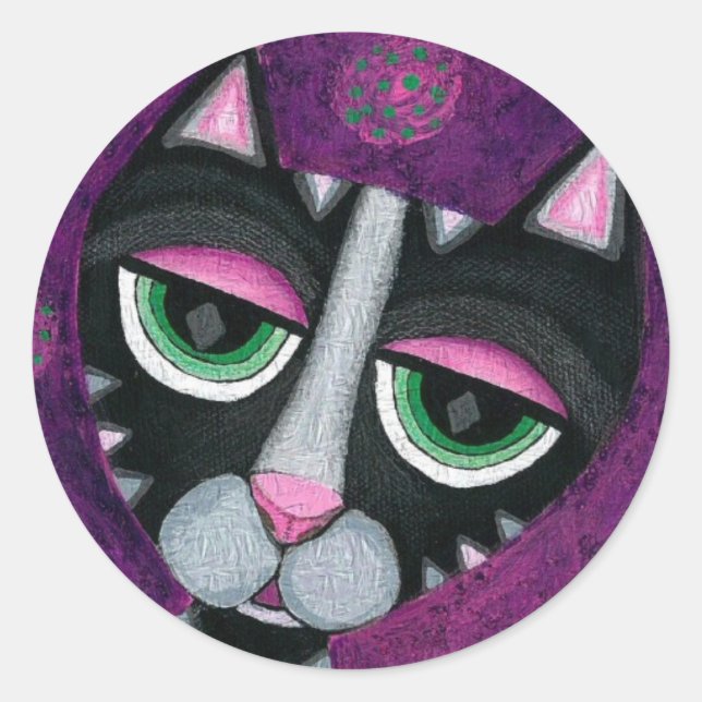 Black Cat & POlka Dots - feline stickers (Front)