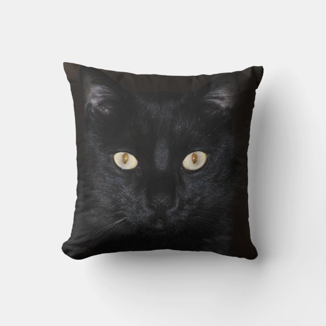 Black Cat Portrait Cushion (Front)