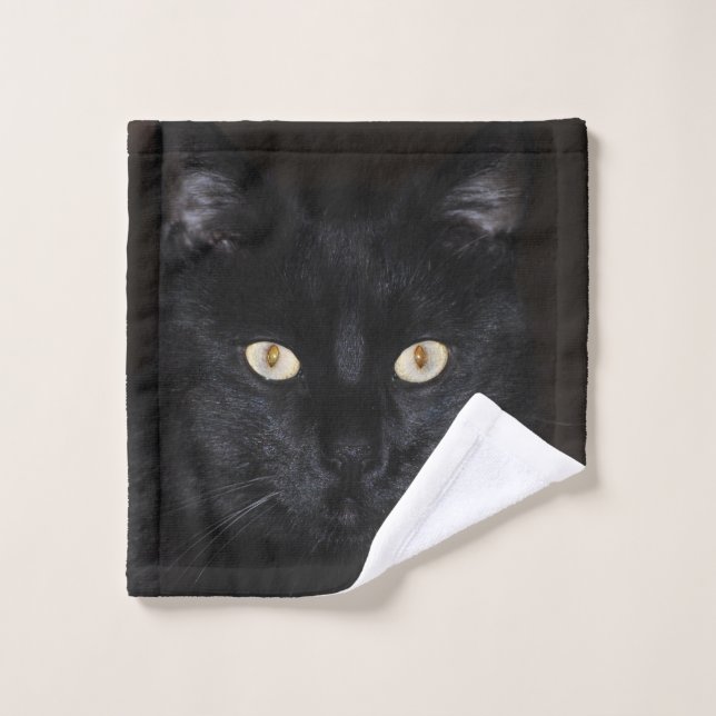 Black Cat Portrait Wash Cloth (Wash Cloth)