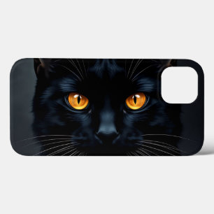 Black Cat Portrait with Yellow Eyes iPhone 13 Case