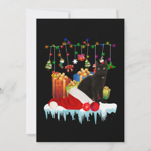 Black Cat Present Of My Christmas Thank You Card