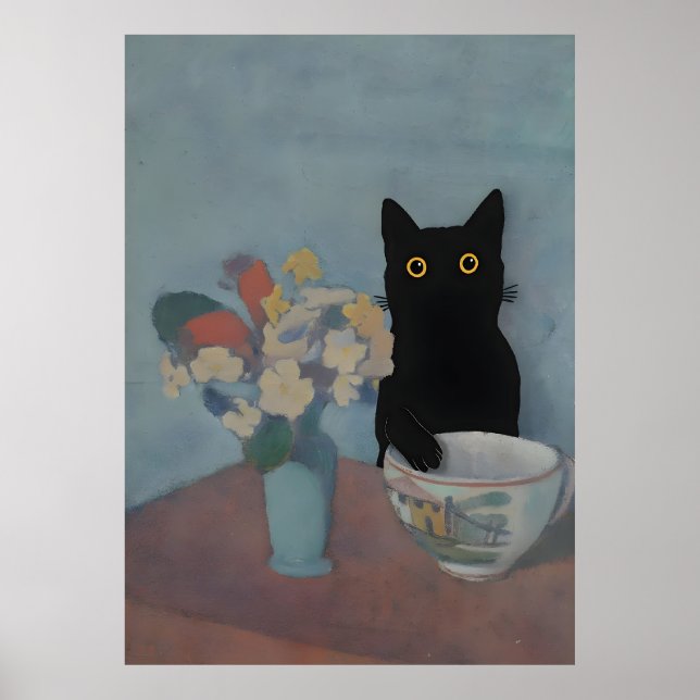 Black Cat Print Still Life Emile Bernard (Front)