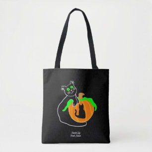 Black Cat Pumpkin All-Over-Print Tote Bag