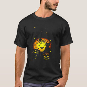 Black Cat Pumpkin And Owl Halloween Full Moon Cute T-Shirt