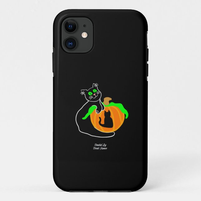 Black Cat Pumpkin Apple iPhone 11 Case (Back)