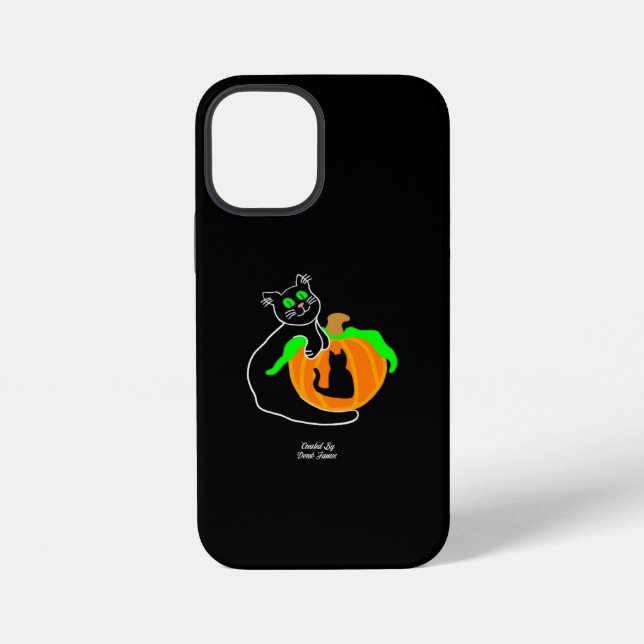 Black Cat Pumpkin Apple iPhone 12 Mini Case (Back)