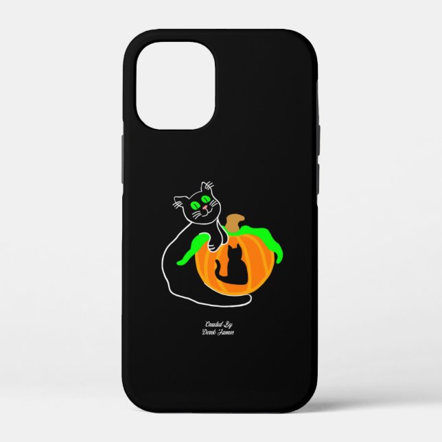 Black Cat Pumpkin Apple iPhone 12 Mini Case (Back)