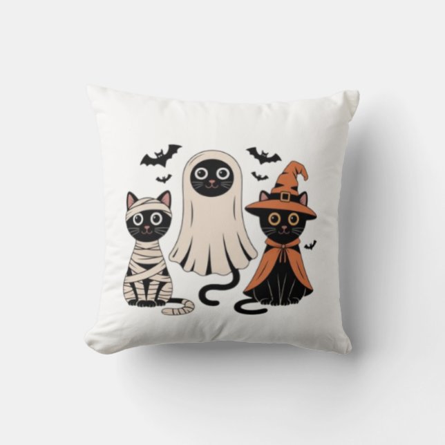Black Cat Pumpkin Cushion (Front)