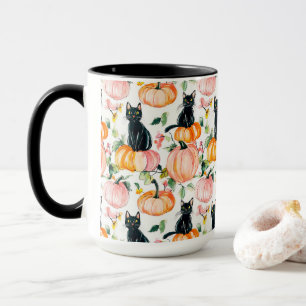 Black Cat & Pumpkin Fall Spooky Halloween Coffee Mug