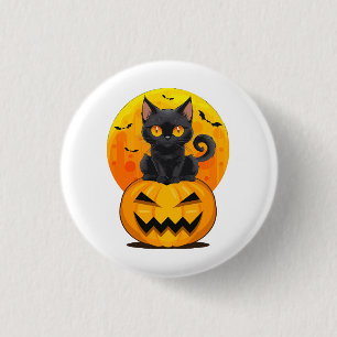 Black Cat Pumpkin Halloween Costume 3 Cm Round Badge