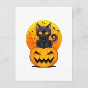 Black Cat Pumpkin Halloween Costume Enclosure Card