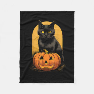 Black Cat Pumpkin Halloween Costume For Women Men  Fleece Blanket