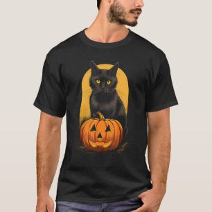 Black Cat Pumpkin Halloween Costume For Women Men  T-Shirt
