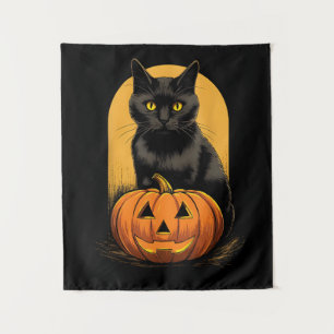 Black Cat Pumpkin Halloween Costume For Women Men Tapestry