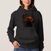 Black Cat Pumpkin Halloween Hoodie - Spooky Cat Wi