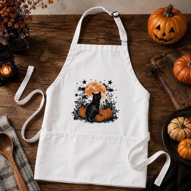 Black Cat Pumpkin Halloween Standard Apron (Creator Uploaded)
