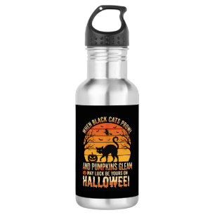 Black Cat Pumpkin Halloween Vector Design 532 Ml Water Bottle