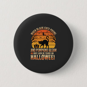 Black Cat Pumpkin Halloween Vector Design 6 Cm Round Badge