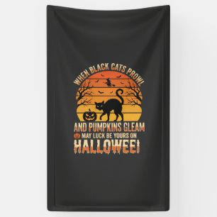 Black Cat Pumpkin Halloween Vector Design Banner